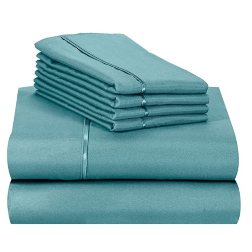 6 PC Sheet Set Bamboo Sheets Deep Pockets 18" Eco Friendly - Teal Color
